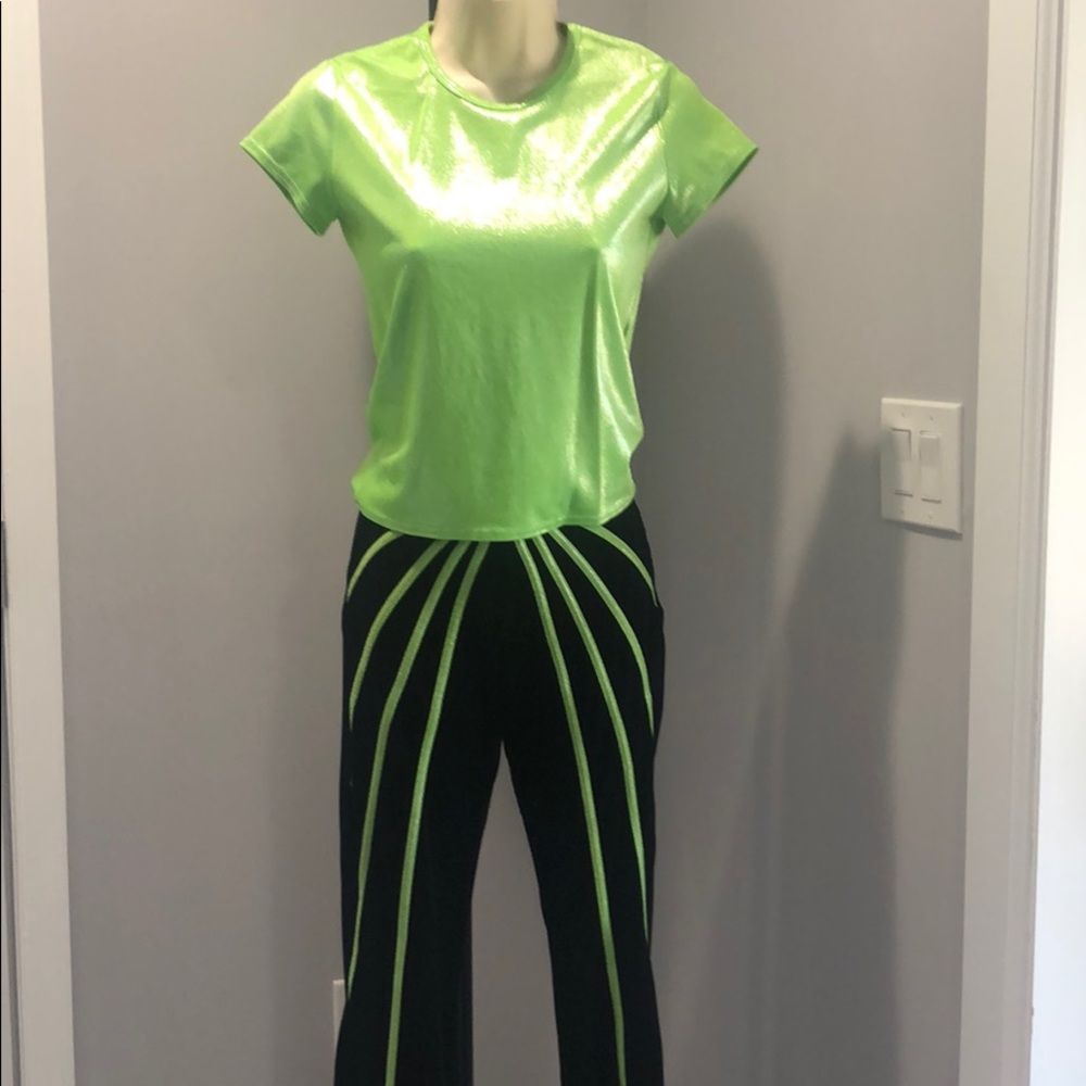 Gorgeous metallic stretch dance pants set.